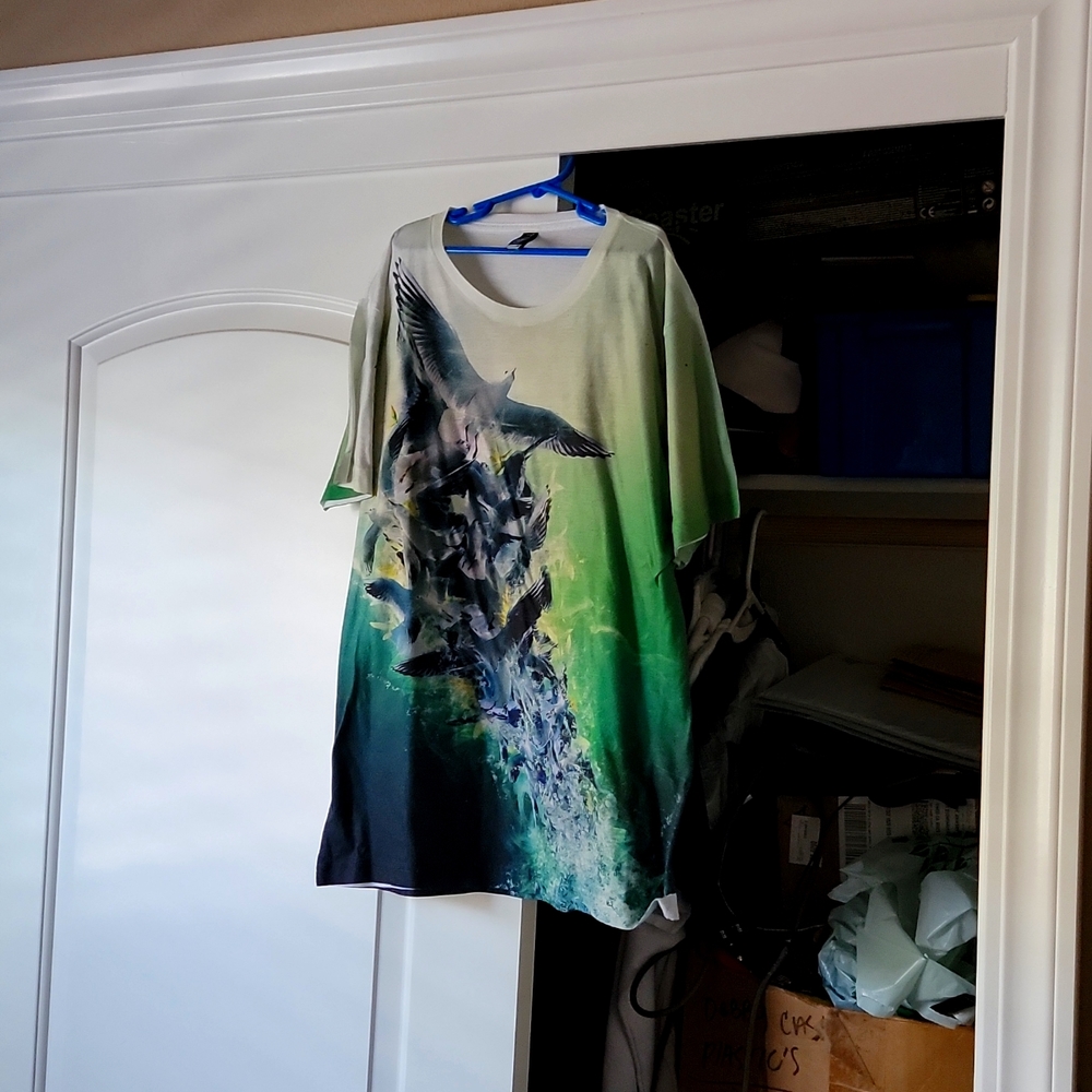 Green Abstract Doves Taking Flight Imaginary Tee